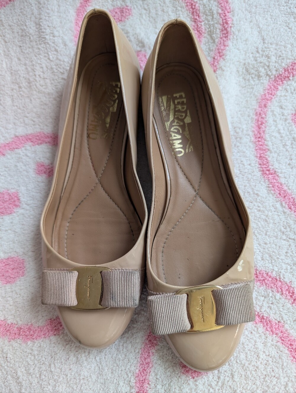 Salvatore Ferragamo Varina Ballet Flat Slip Ons Nude 6